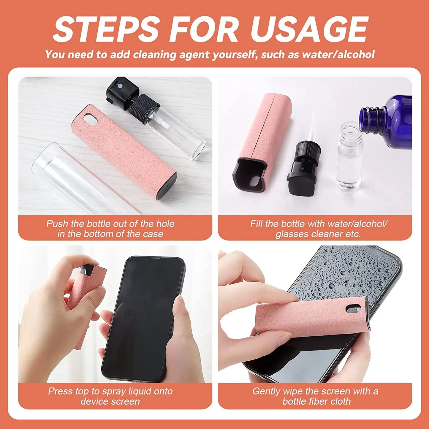 2 In 1 Mini Screen Cleaner Spray Bottle